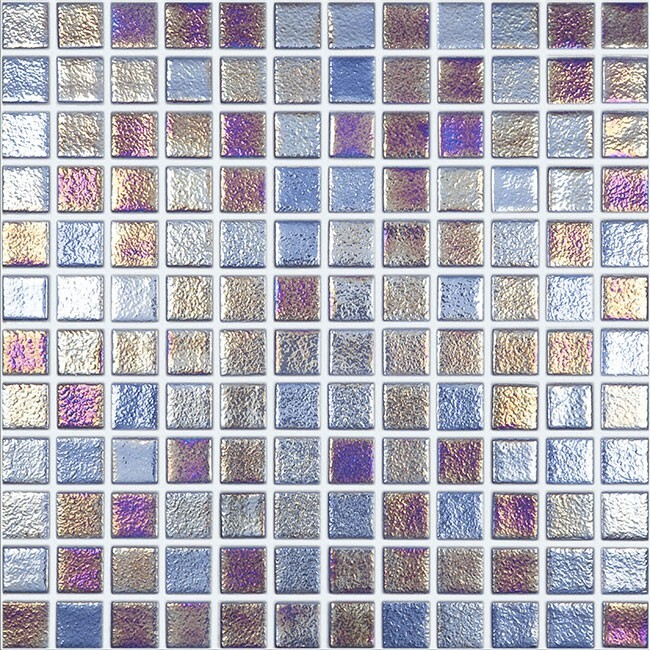 mid blue iridescent blend glass mosaic tile