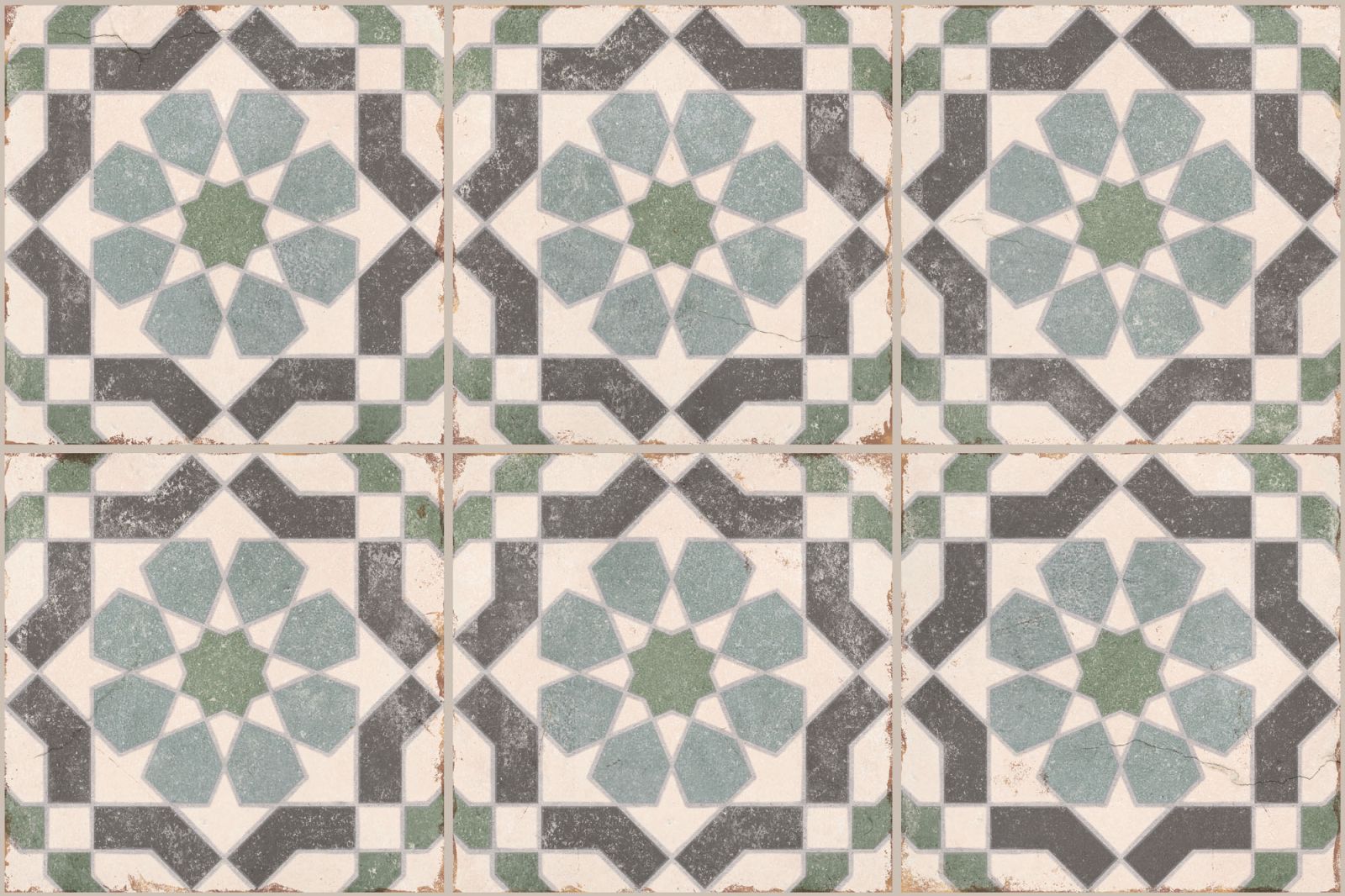 ntricate patterned wall tile with repeating floral and geometric motifs in muted pink, brown, and cream tones, inspired by traditional Moroccan and Mediterranean design.