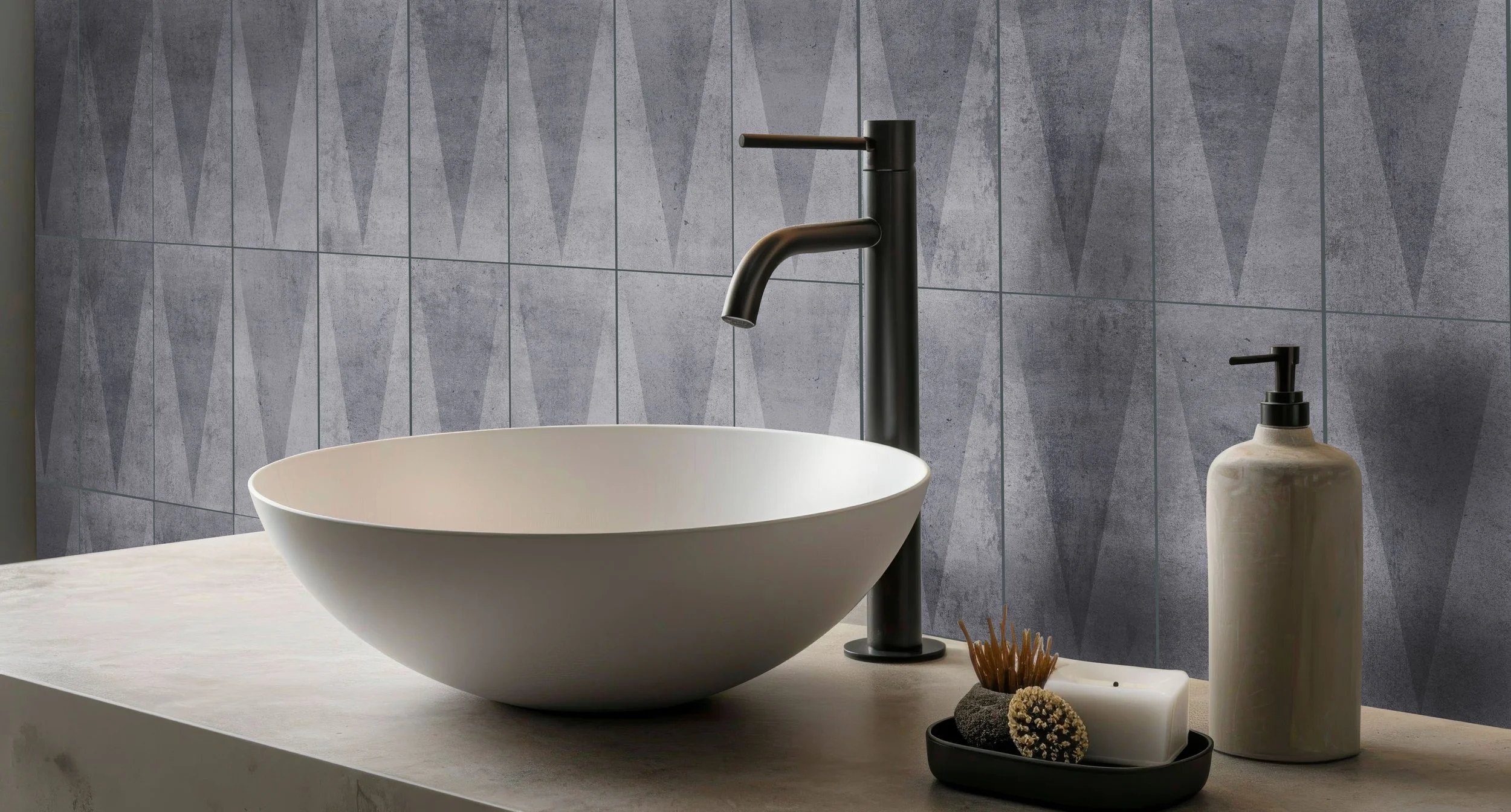 Pyramid Grey in an bathroom spalshback