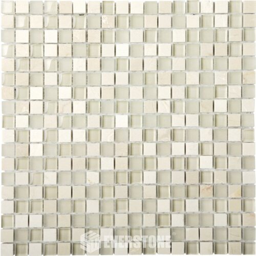 EE0487 - Cream Marble/Glass Mix Mosaic 15x15mm
