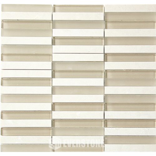 EE0488 - Cream Marble/Glass Mix Mosaic 15x100mm
