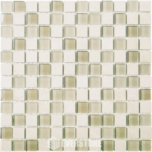 EE0489 - Cream Marble/Glass Mix Mosaic 25x25mm