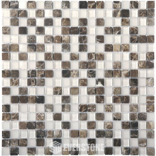EE0497 - Dark Emperador/Glass Mix Mosaic 15x15mm