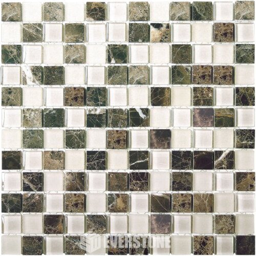 EE0499 - Dark Emperador/Glass Mix Mosaic 25x25mm