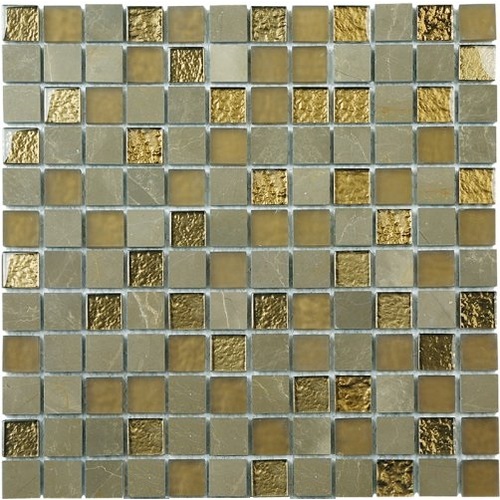 EE0515 - Mocha Brown/Metallic Glass Mix Mosaic 25x25mm