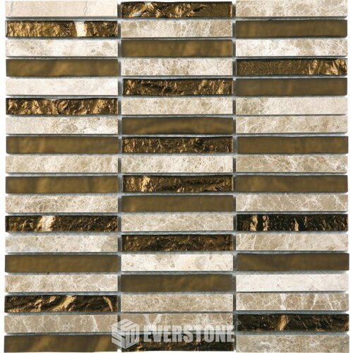 EE0517 - Light Emperador/Glass Mix Mosaic 15x100mm