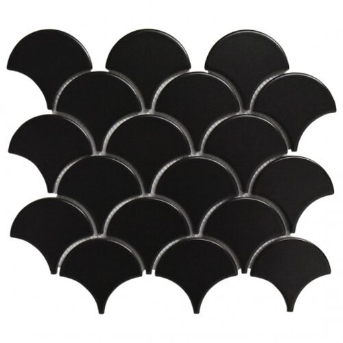 EE2069 - Fanshape Black Gloss Porcelain Mosaic