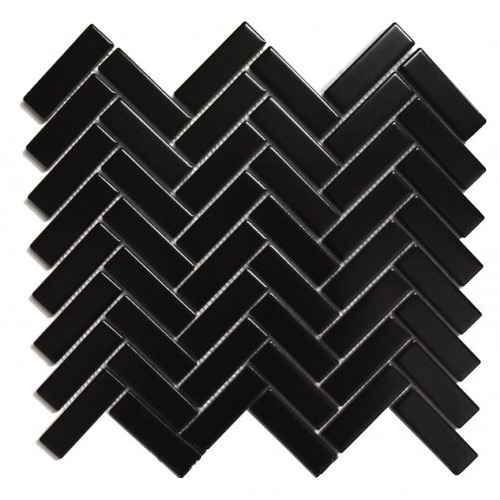 EE2143 - Black Gloss Porcelain Mosaic Small Herringbone