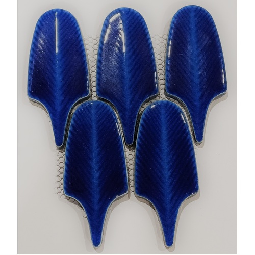 FA0546 - Feather Crackle Blue Gloss Porcelain Mosaic 
