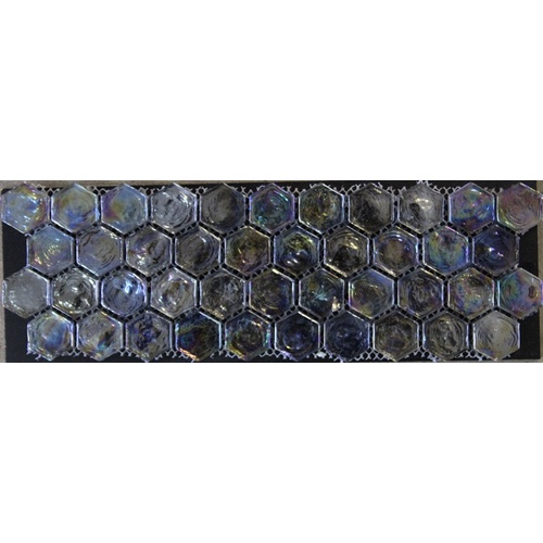 PD0092 - Hexagon Glass Black Metallic Rainbow