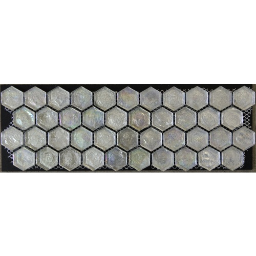 PD0093 - Hexagon Glass Silver Metallic Rainbow