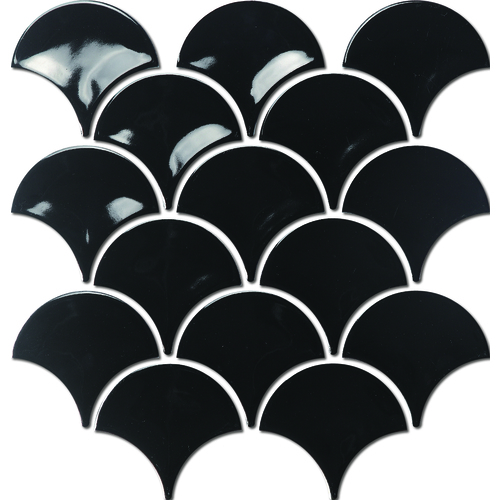 PD0165 Fishscale Fan Shape Black Gloss