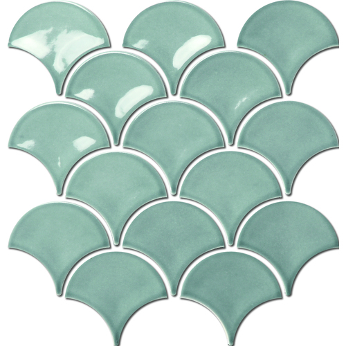 PD0167 Fishscale Fan Shape Water Green Gloss