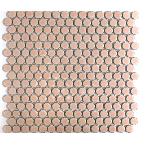 PD0181 - 19mm Salmon Pink Mottled Gloss Penny Round