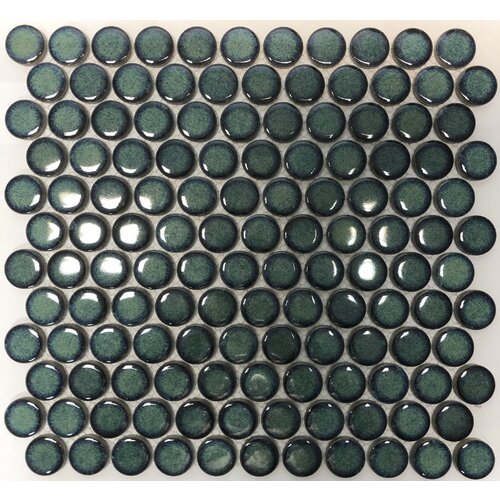 PD0184 - 28mm Antique Gloss Shadow Green Penny Round