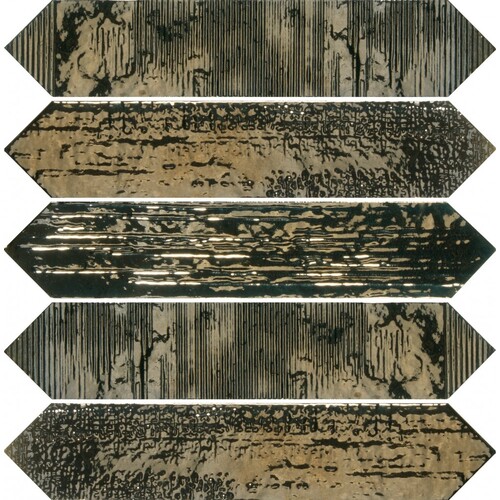 187780 - Spanish Crackle Metallic Décor Gloss Ceramic Wall Tile 65x330mm